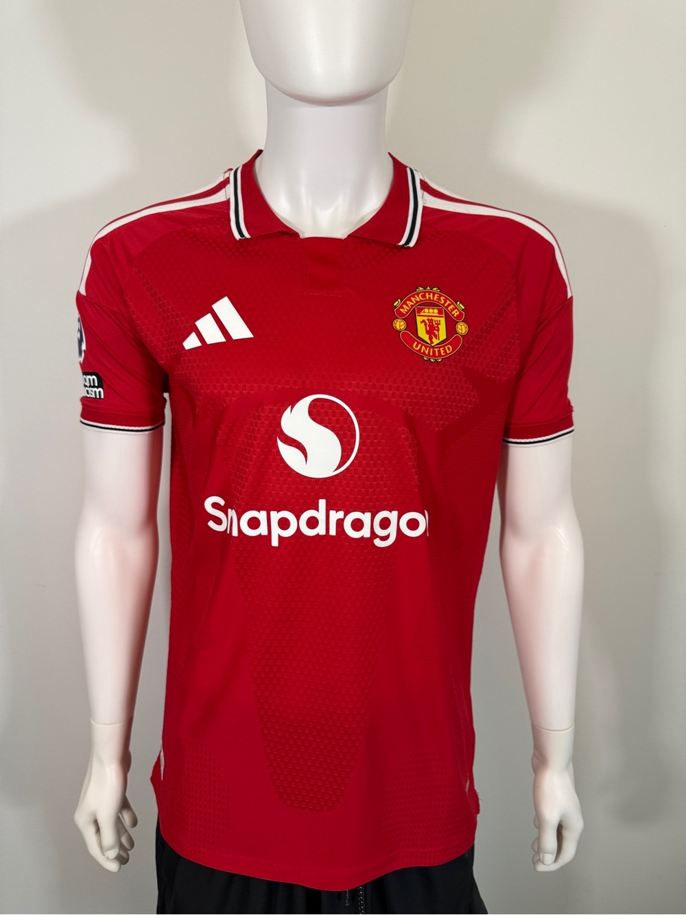 adidas Red Manchester United Soccer Jersey with White Accents
